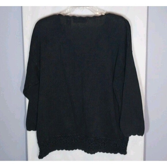 Vintage Trimmings Sweater Sz 22W/42 Black Beaded Floral Crochet Trim Grandmacore - Picture 6 of 8